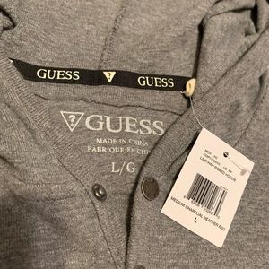 GUESS men’s (unisex)Ethan ribbed 100% cotton gray hoodie size LG NWT